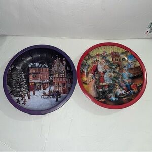 Two Set Christmas Cookie Plates